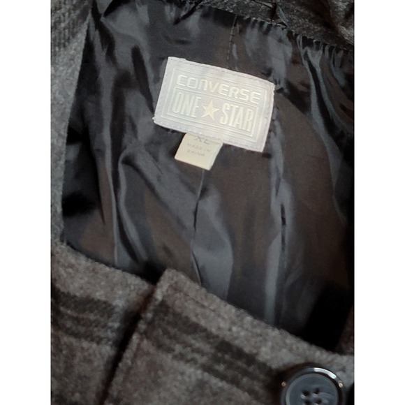 Converse One Star Size XL Women Multicolor Plaid Button Up Belted Trench Coat - Picture 2 of 6